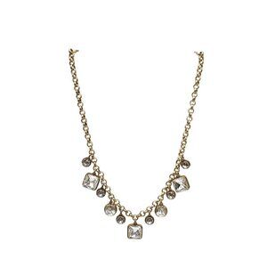 Ann Taylor Gold-Tone Chain Necklace With Clear Crystal Accents 20 Inches Long